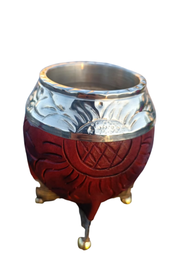 Mate Torpedo Borravino con virola grabada y patas de alpaca