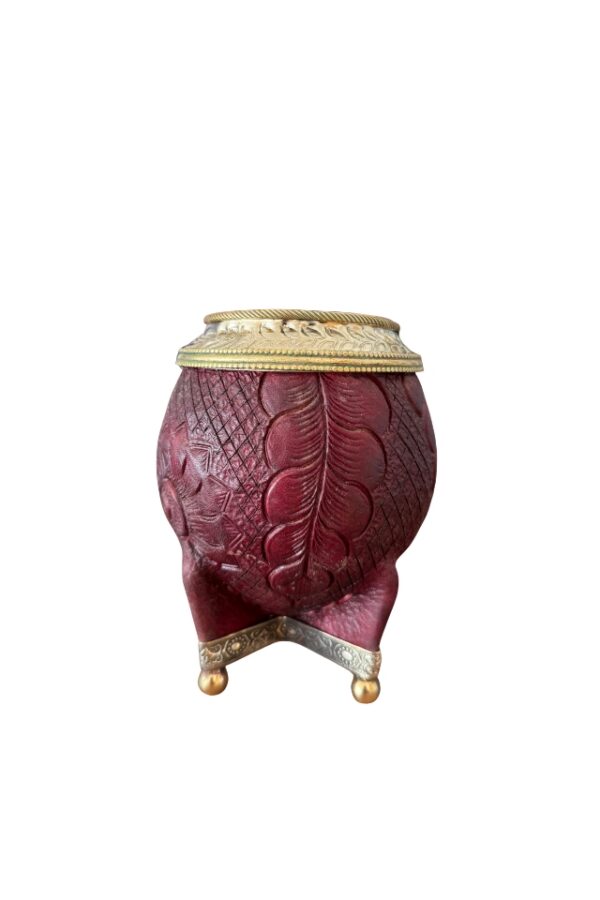 Mate Torpedo Premium – Cuero Borravino Labrado Floreado